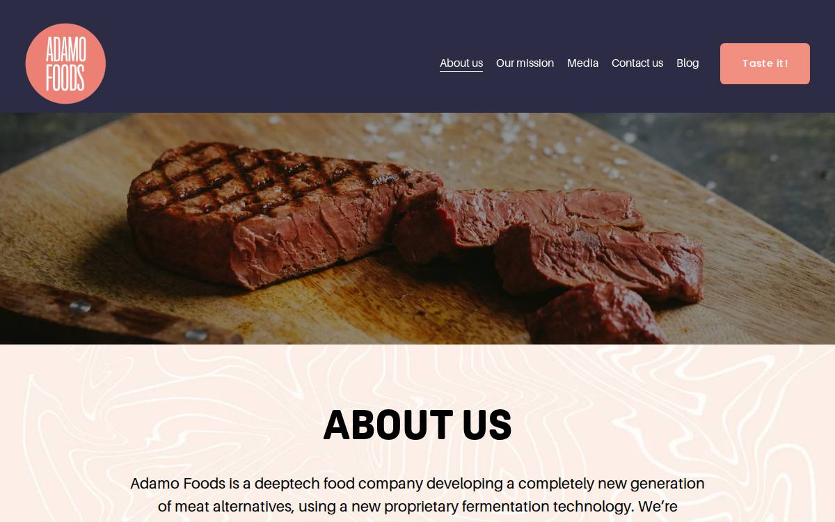 Adamo Foods Seed website preview