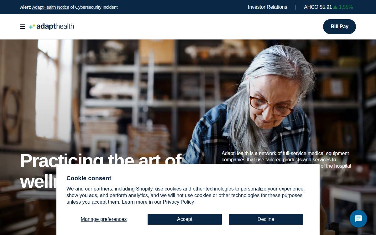 AdaptHealth website preview