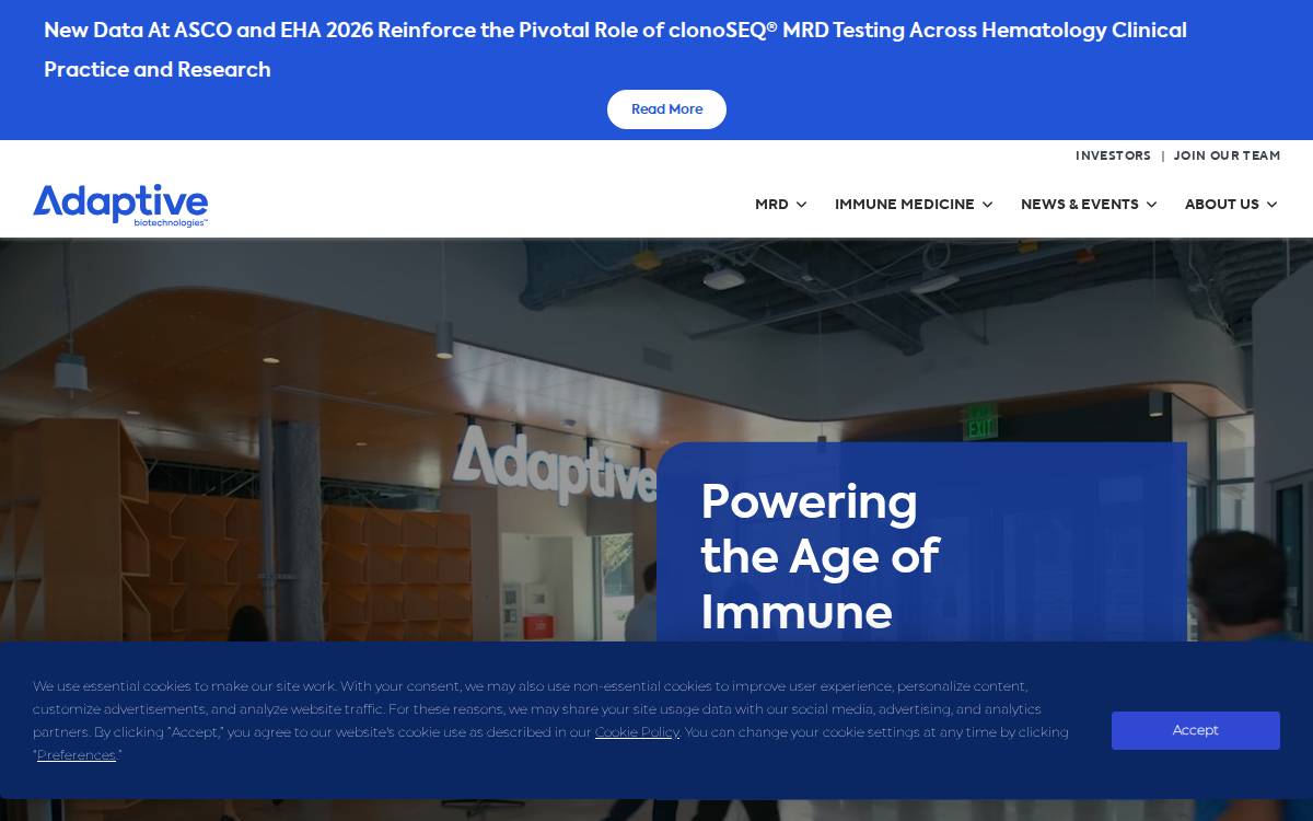 Adaptive Biotechnologies website preview