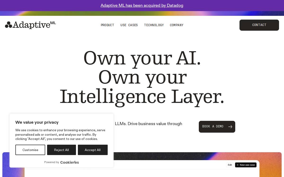 Adaptive ML website preview