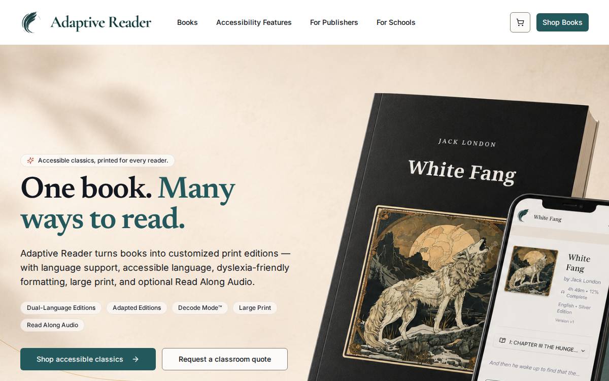 Adaptivereader website preview
