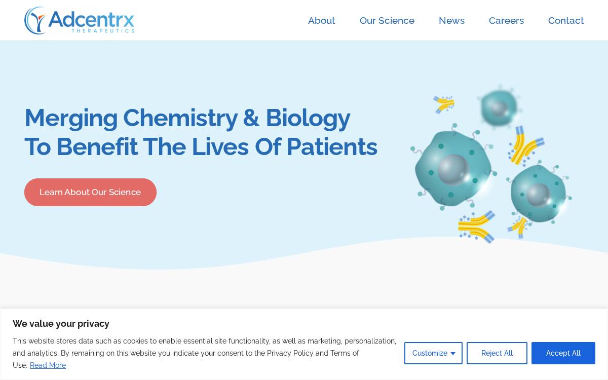 Adcentrx Therapeutics website preview