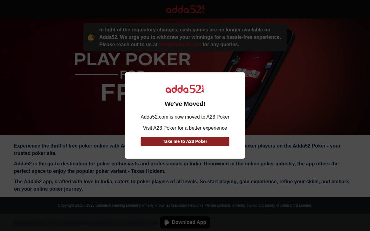 adda52 website preview