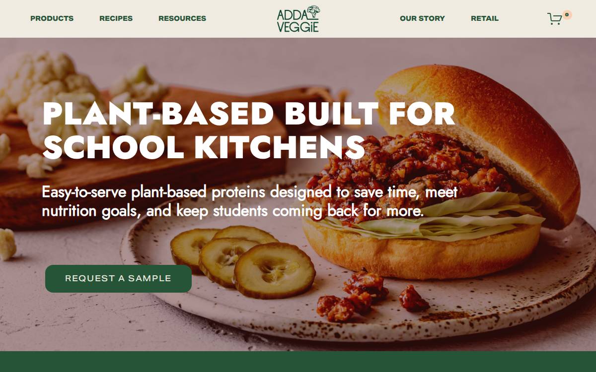 Addaveggie website preview