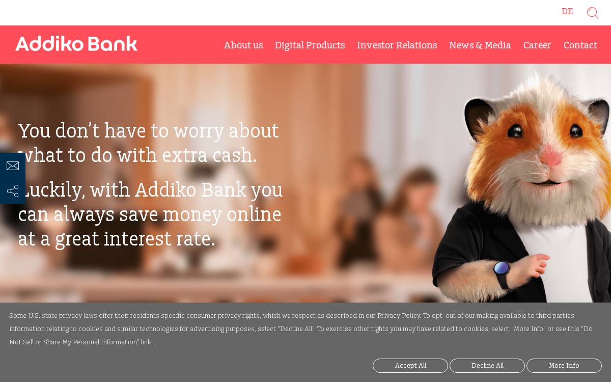 Addiko Bank AG website preview