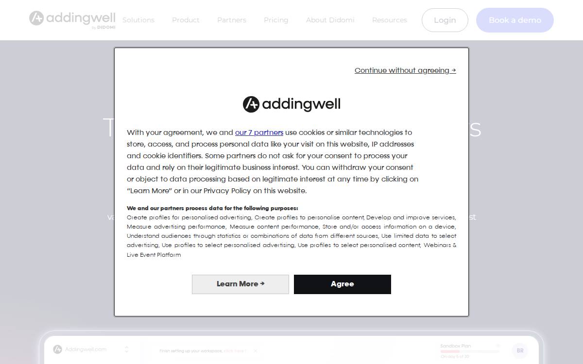 Addingwell website preview