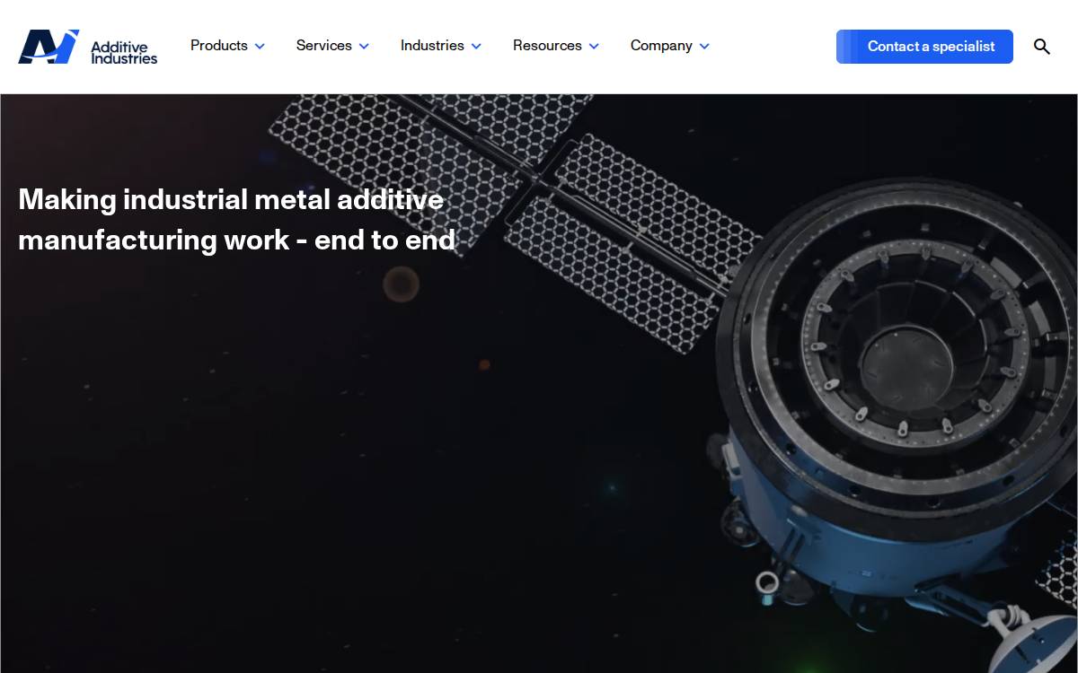 Additive Industries website preview