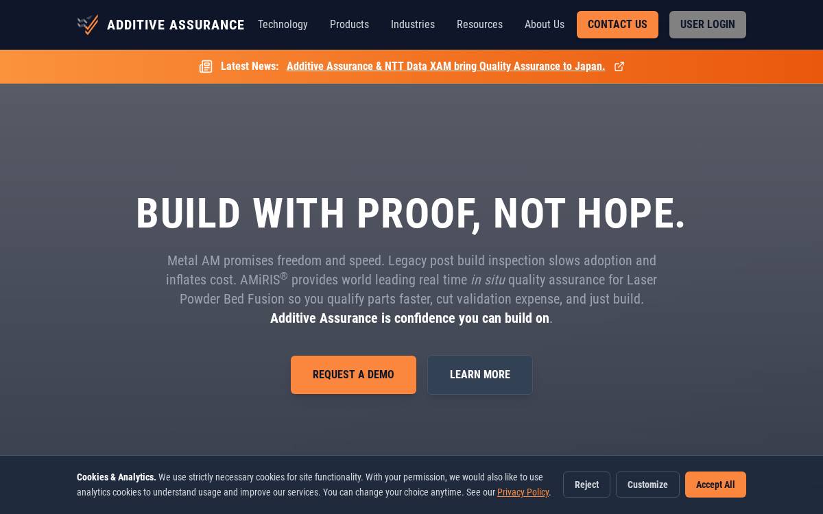 Additive Assurance website preview