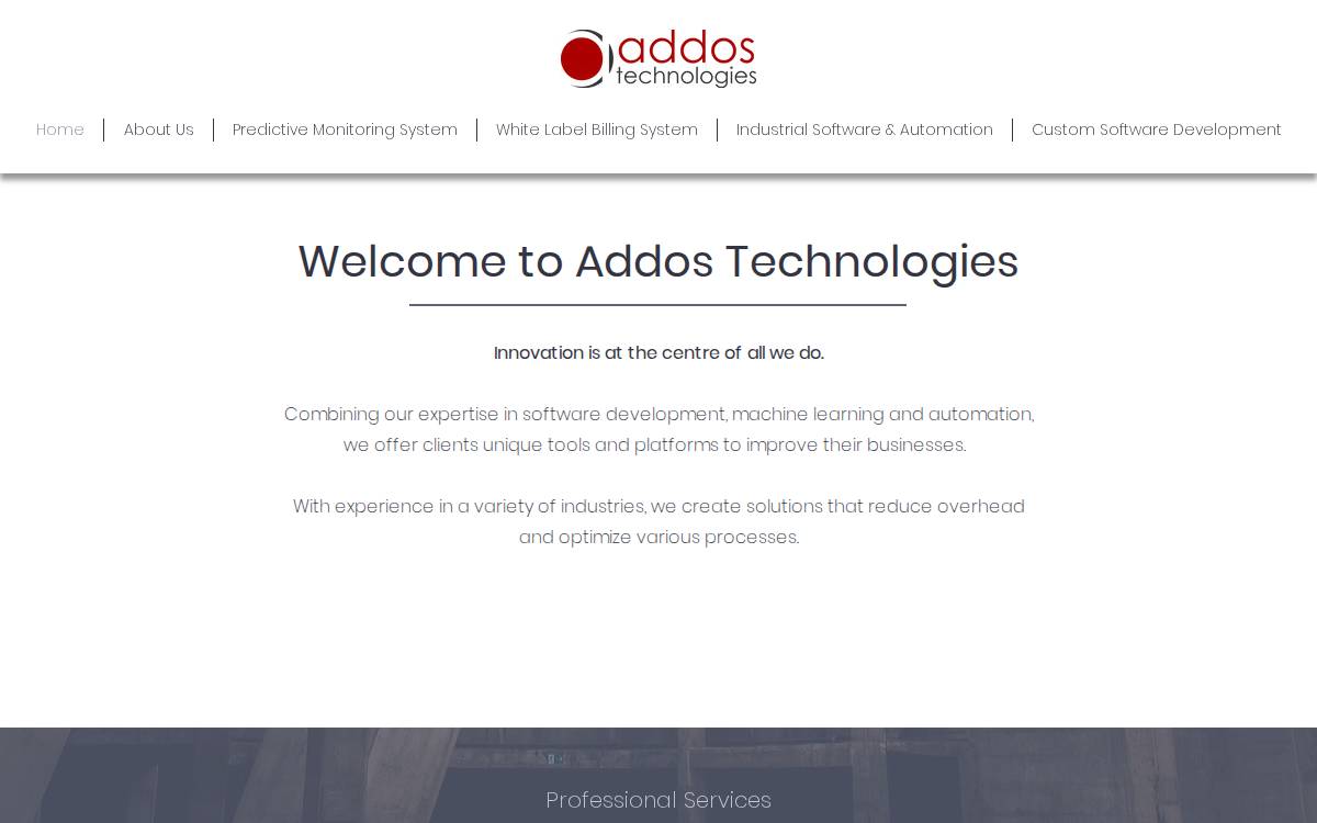 Addos Technologies website preview