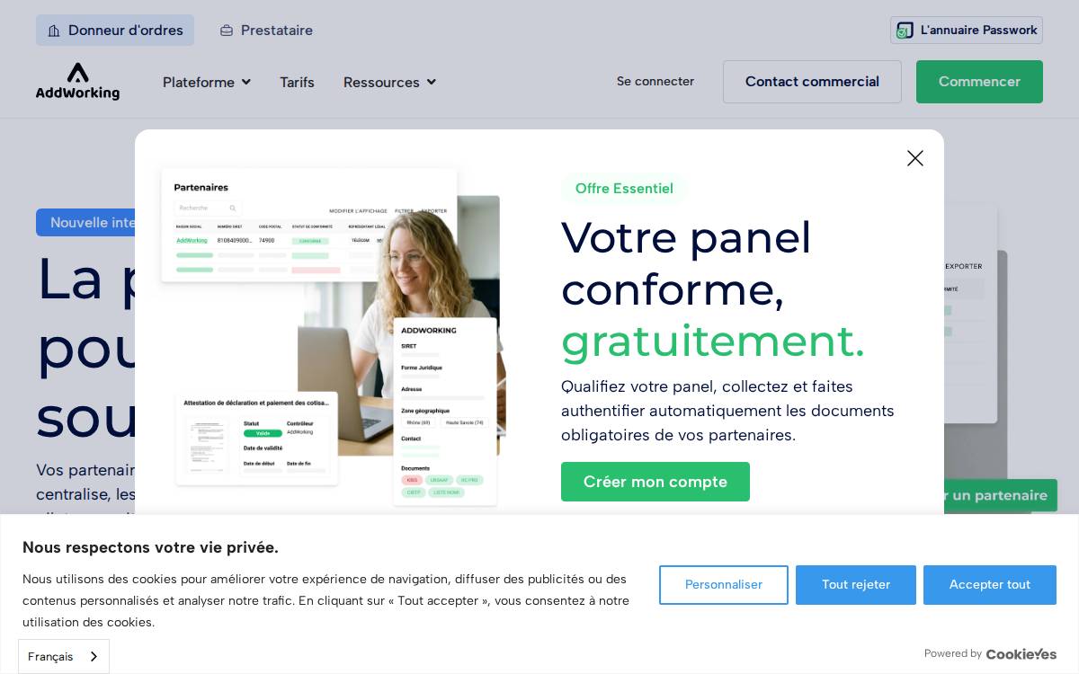 Addworking website preview
