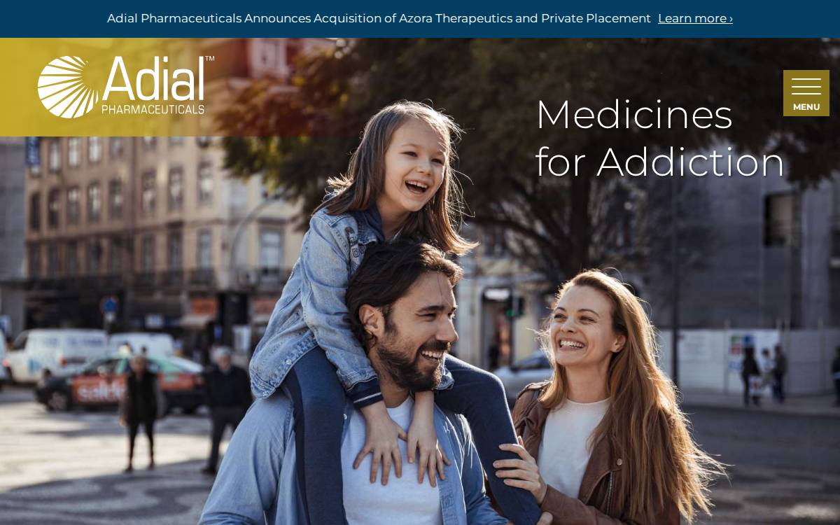 Adial Pharmaceuticals website preview