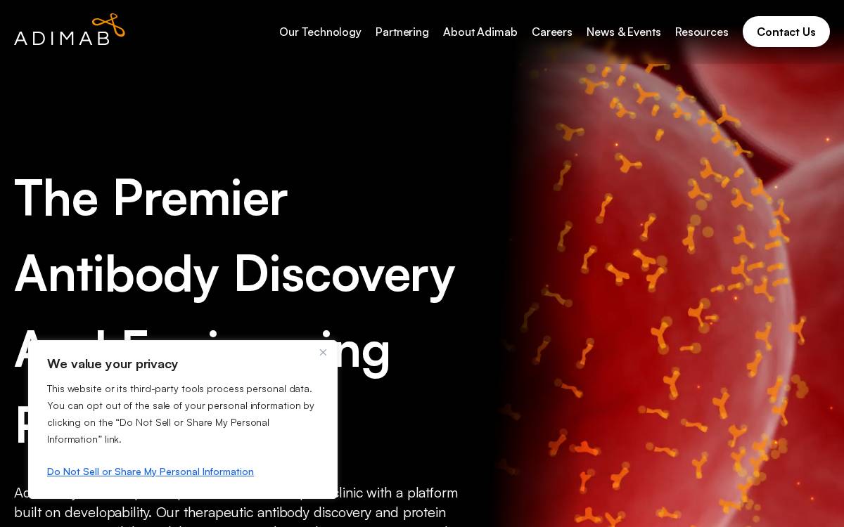 Adimab website preview