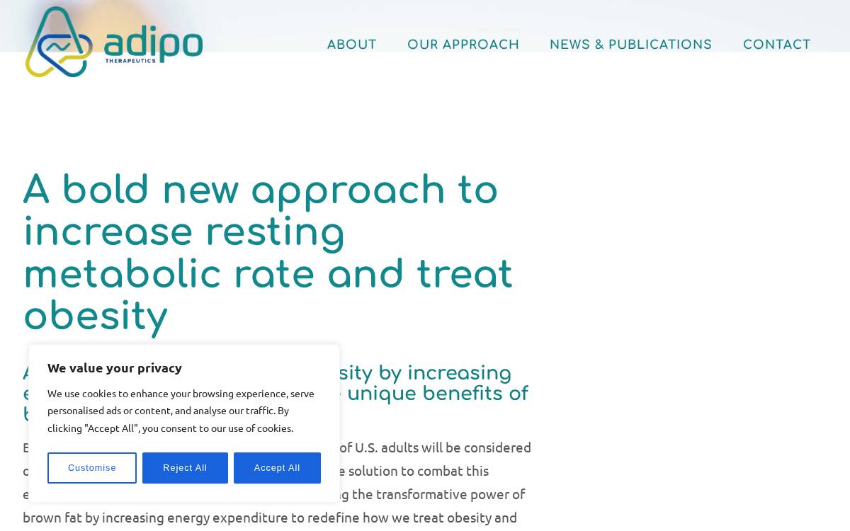Adipo Therapeutics website preview
