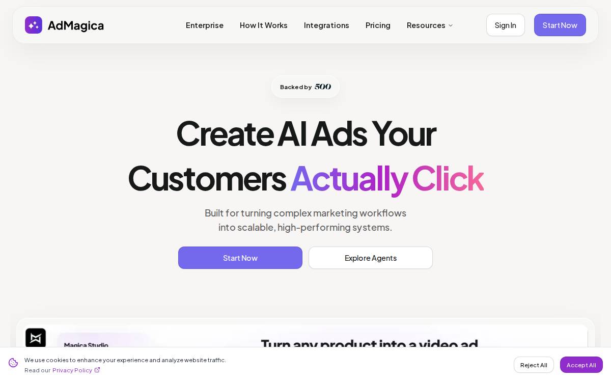 AdMagica AI website preview