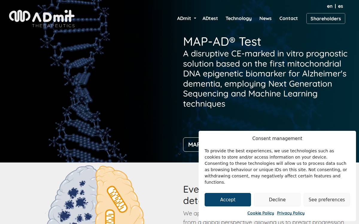 ADmit Therapeutics website preview