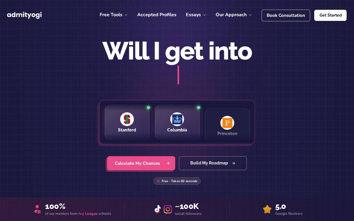 AdmitYogi website preview