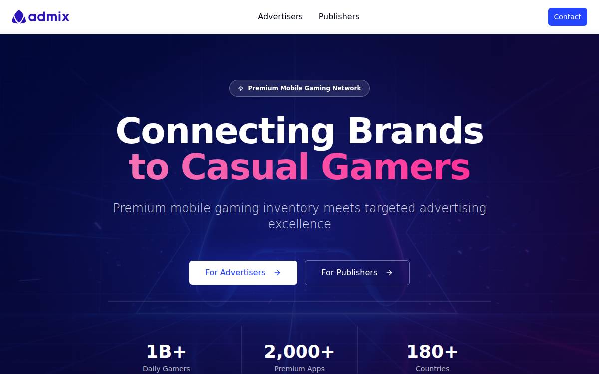 Admix website preview