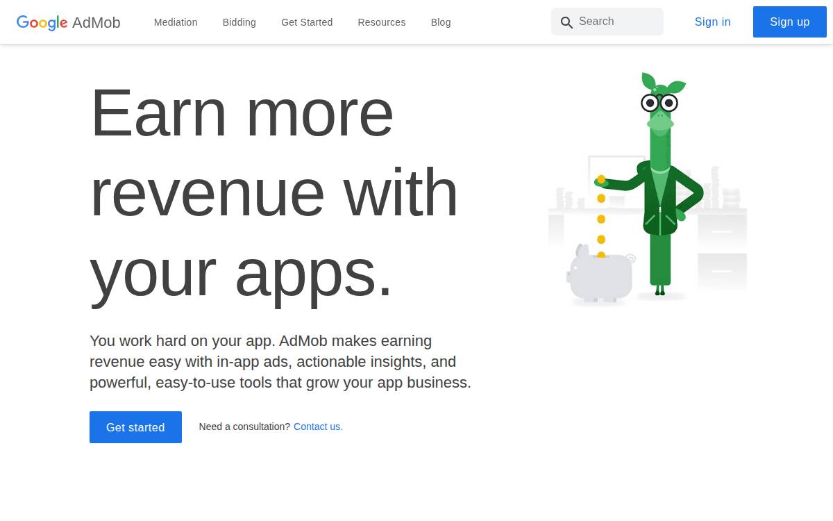 AdMob website preview