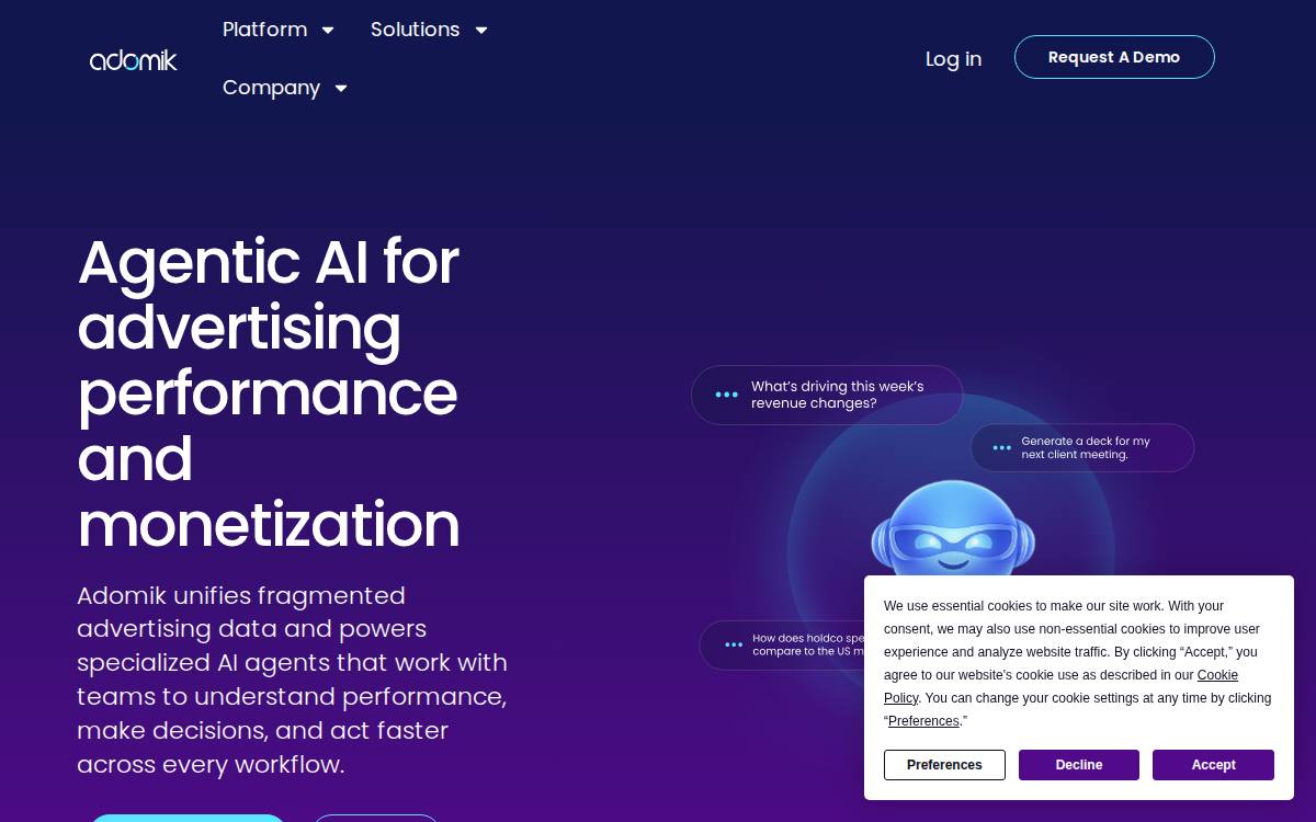 Adomik website preview