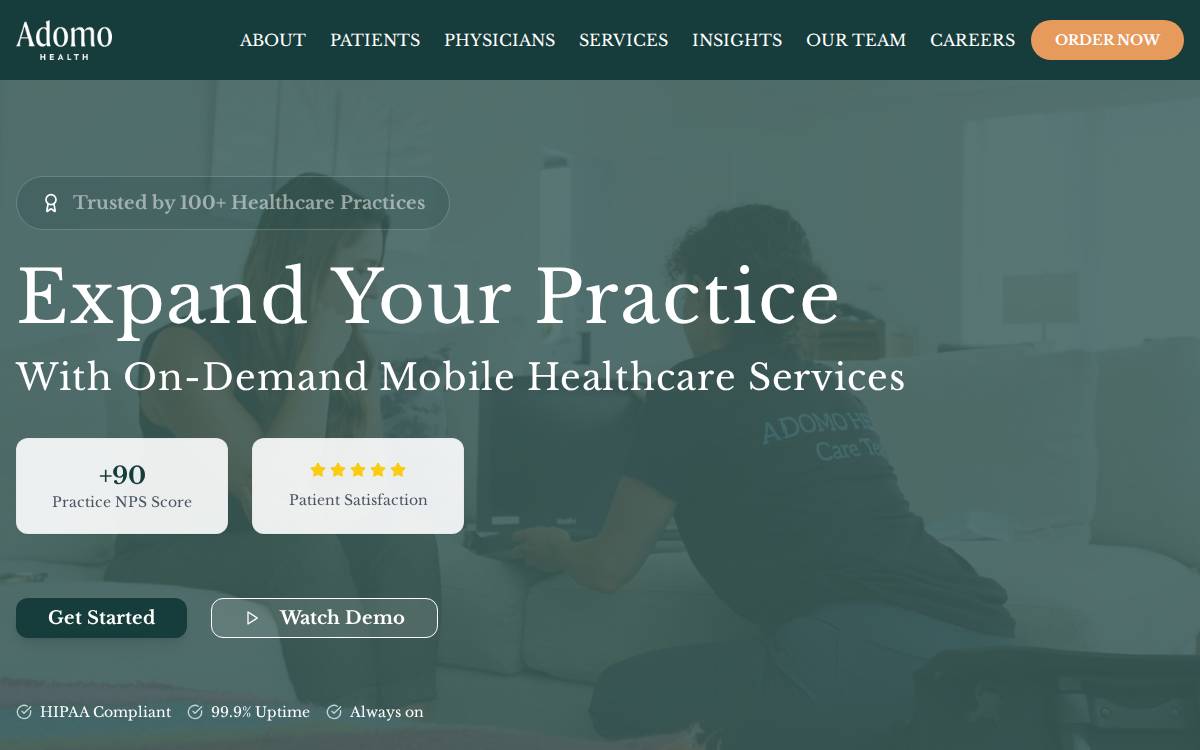 Adomo Health website preview