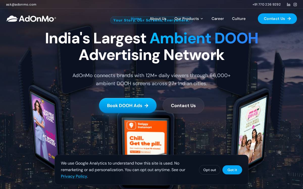 Adonmo website preview