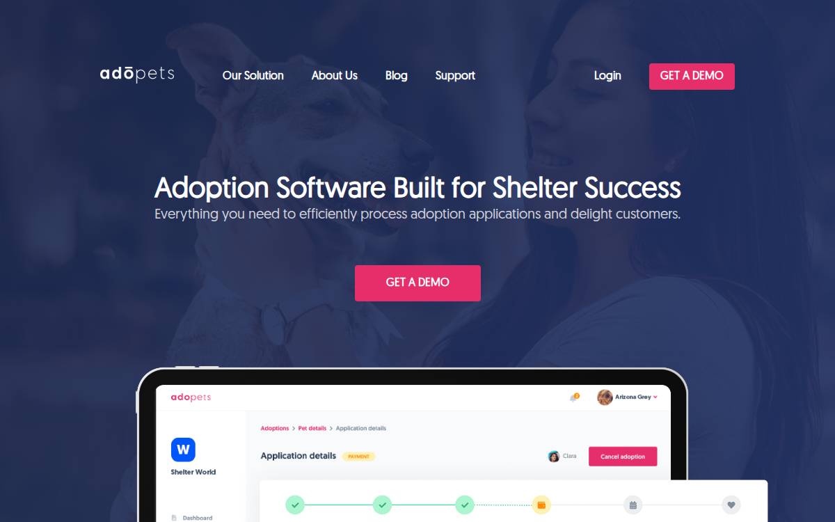Adopets website preview