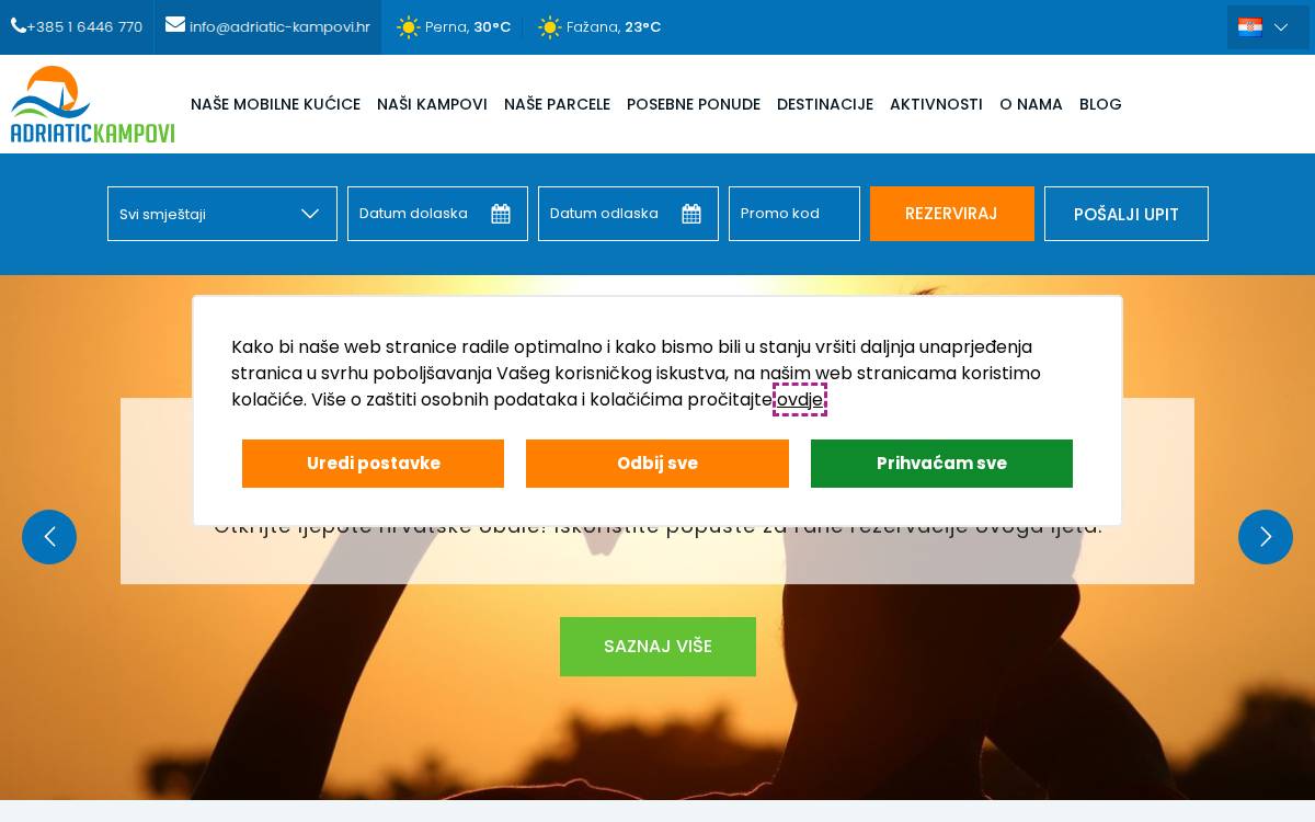 Adriatic kampovi Ltd. website preview