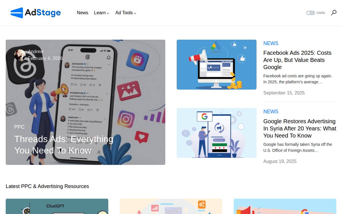 Adstage website preview