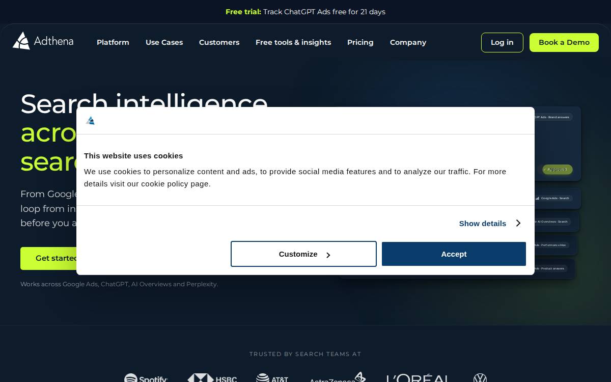 Adthena website preview