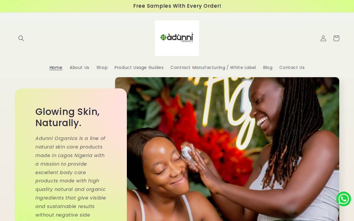 Adunni Organics website preview