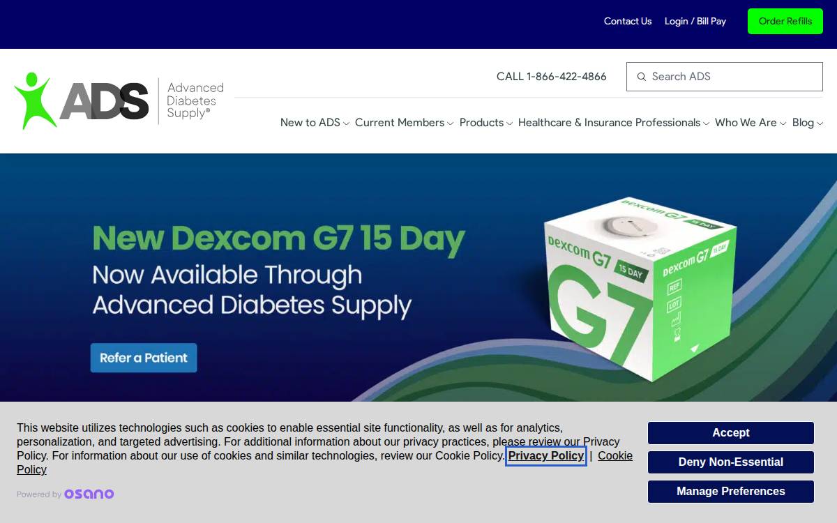 Advanced Diabetes Supply website preview
