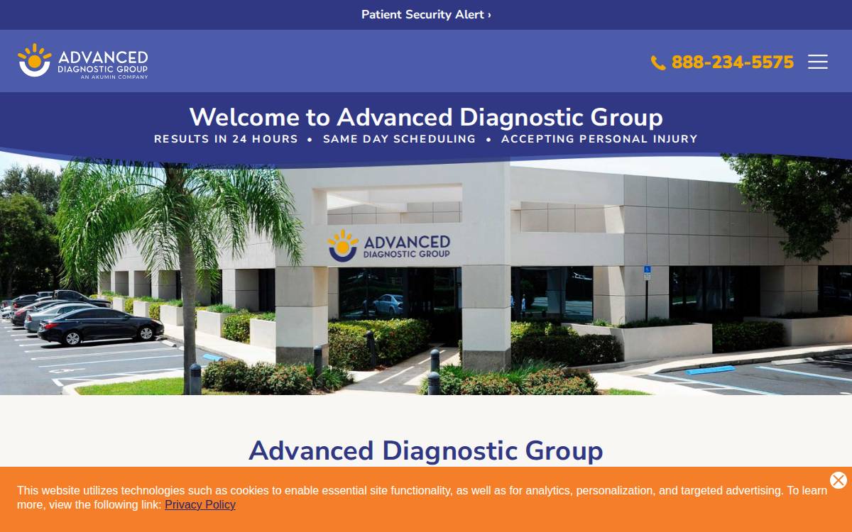 Advanced Diagnostic Group website preview