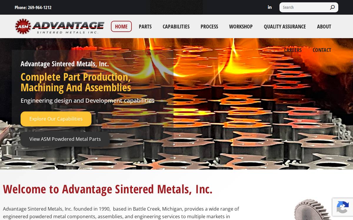 Advantagesintered website preview