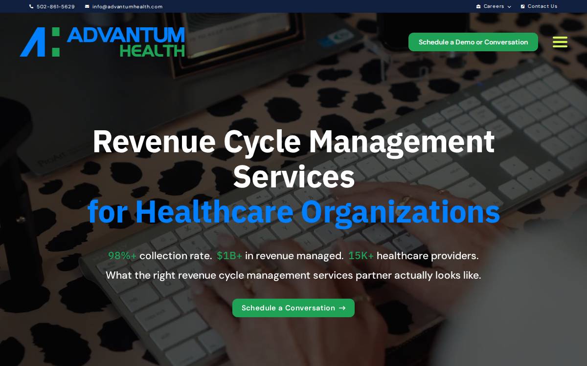 Advantum Health website preview