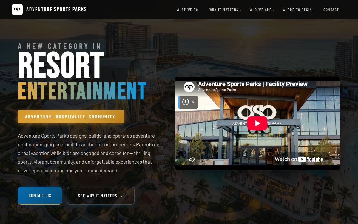 Adventure Sports Parks website preview