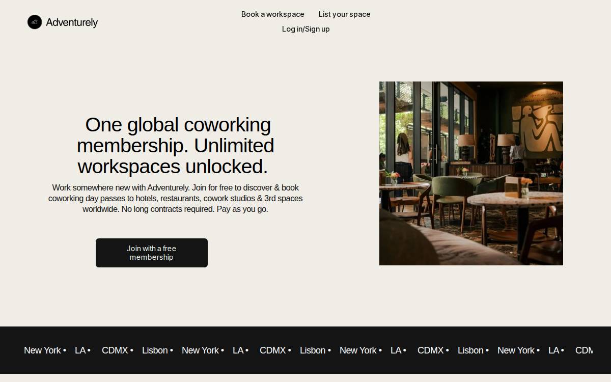 Adventurely website preview
