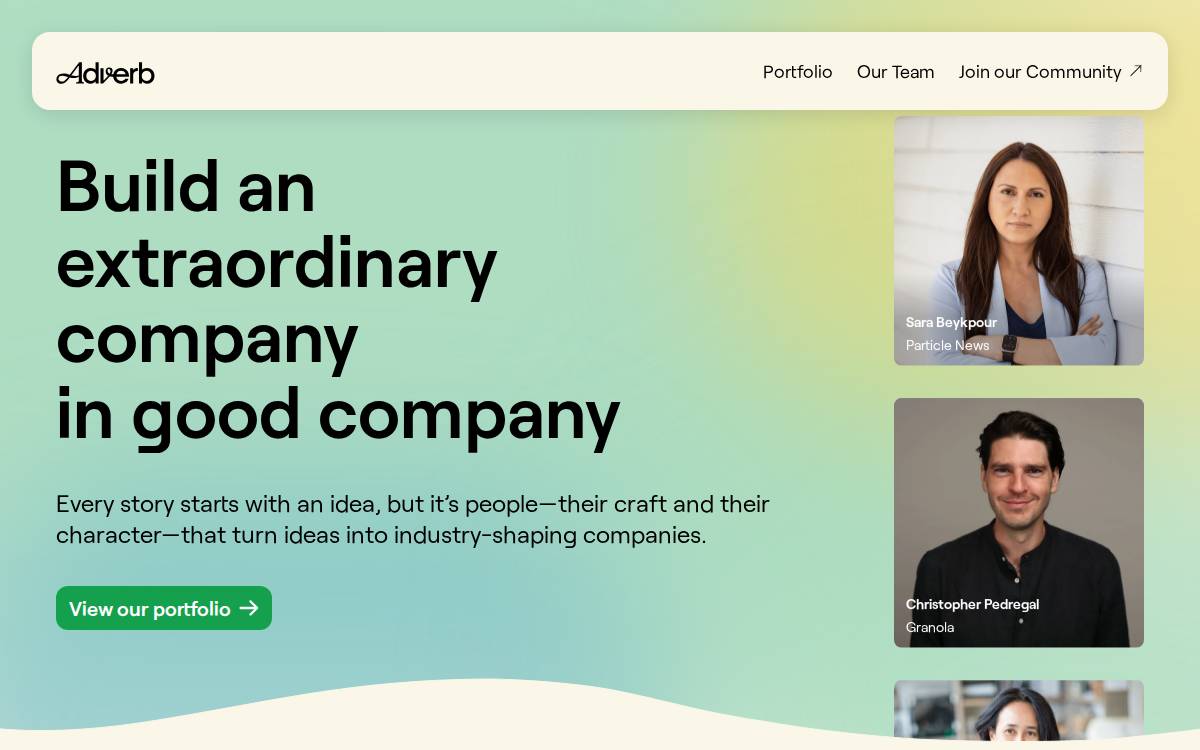 Adverb Ventures website preview