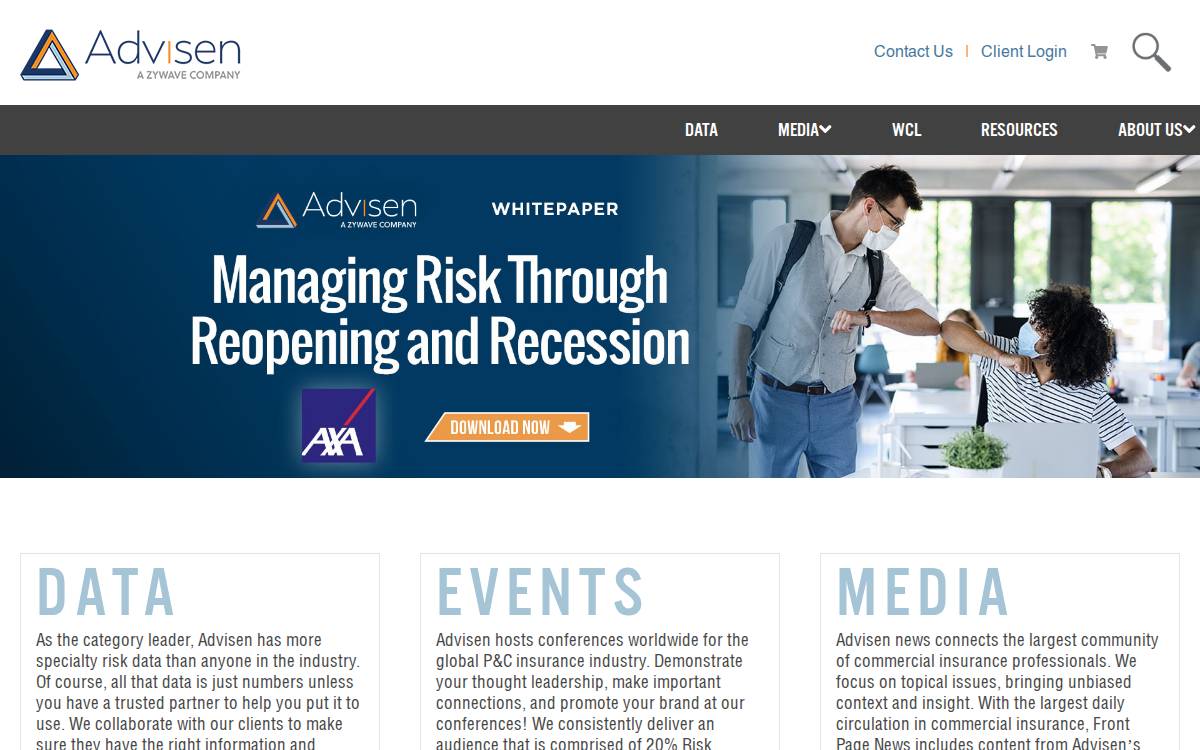 Advisen website preview