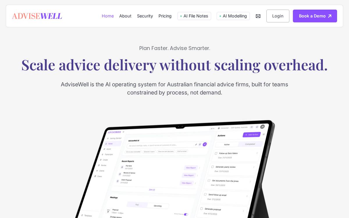 Advisewell website preview