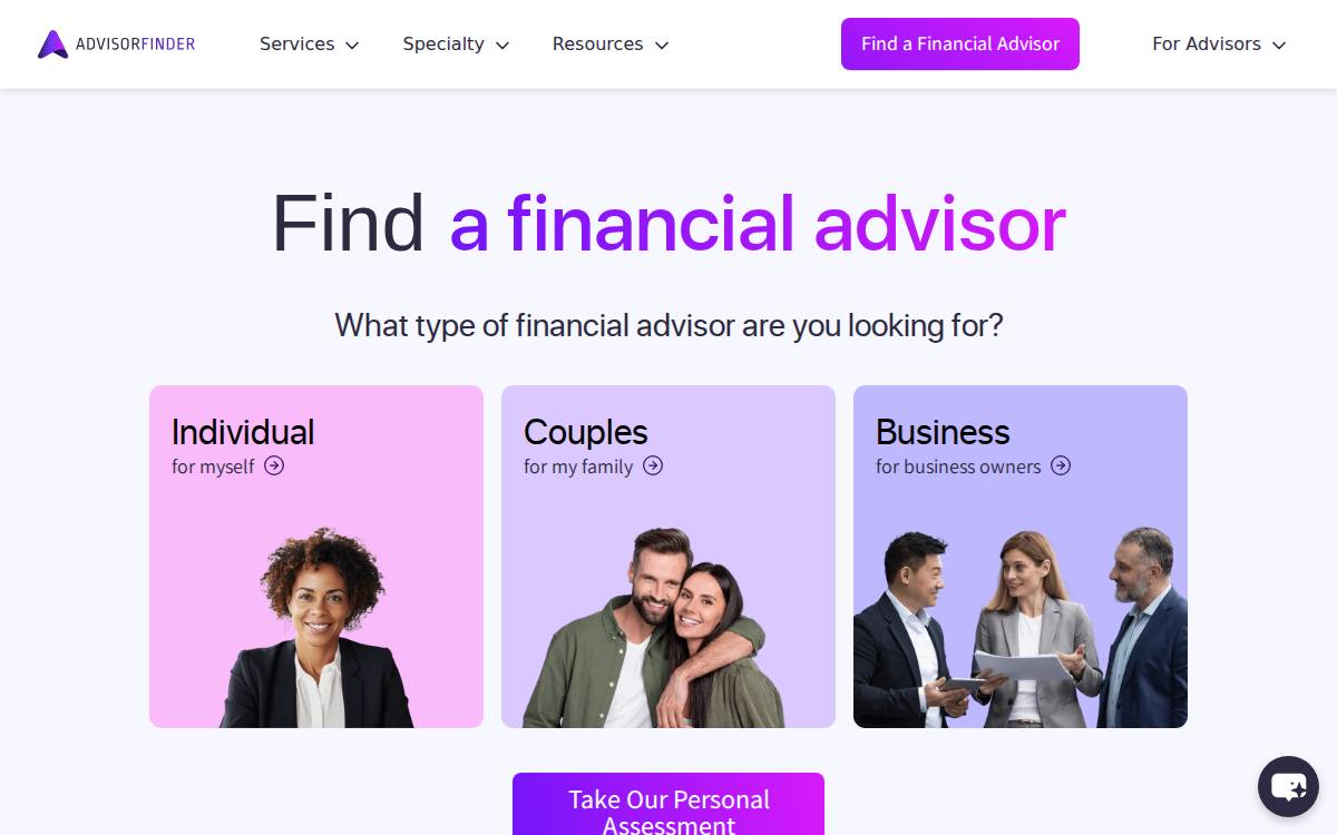 AdvisorFinder website preview