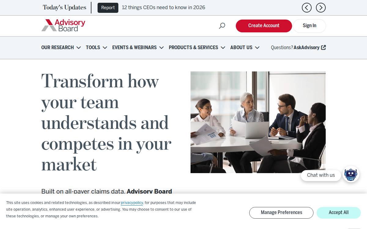 Advisory website preview