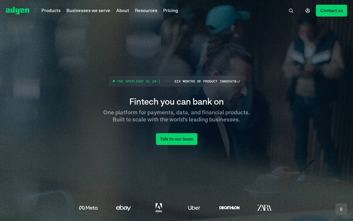 Adyen website preview