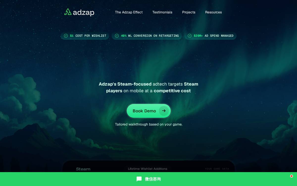 Adzap website preview