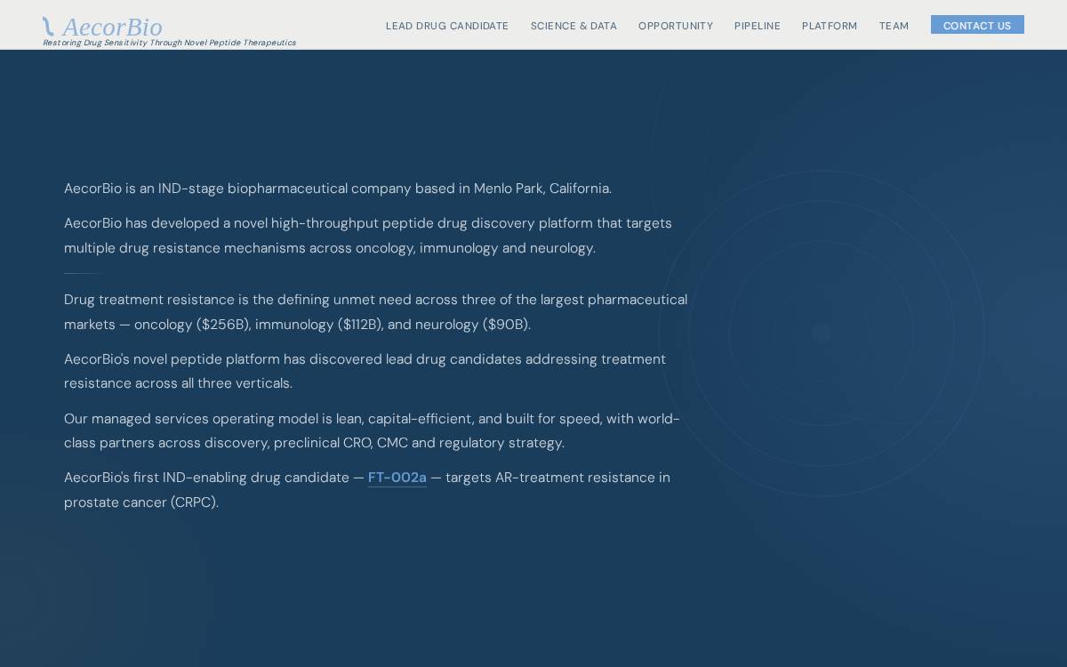 AecorBio website preview