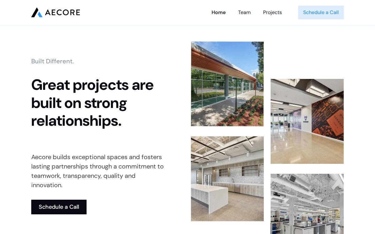 Aecore website preview