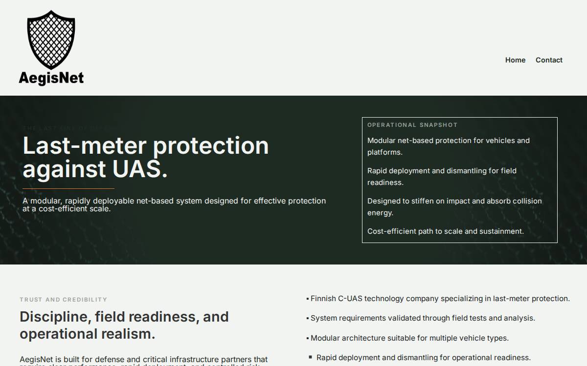 Aegisnet website preview