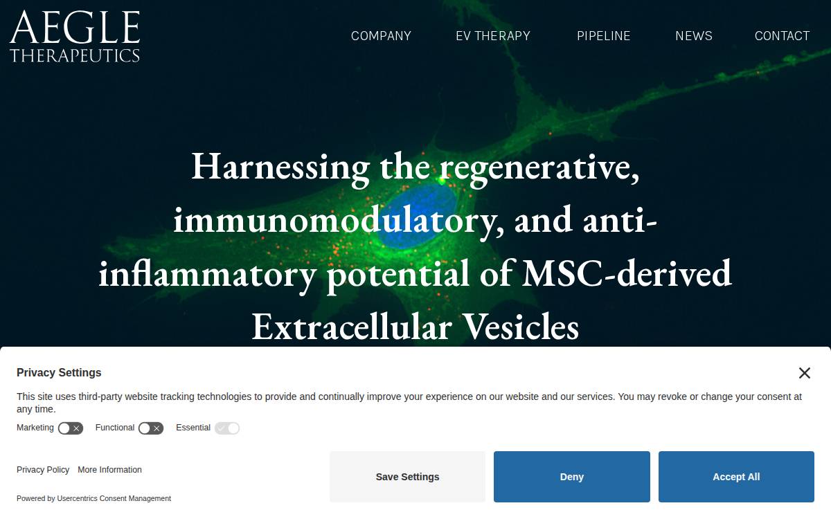 Aegle Therapeutics website preview