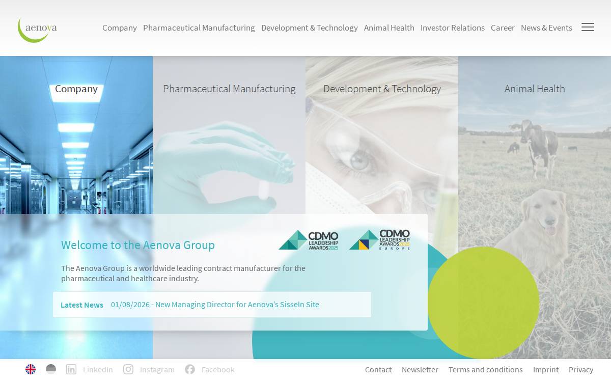 Aenova website preview