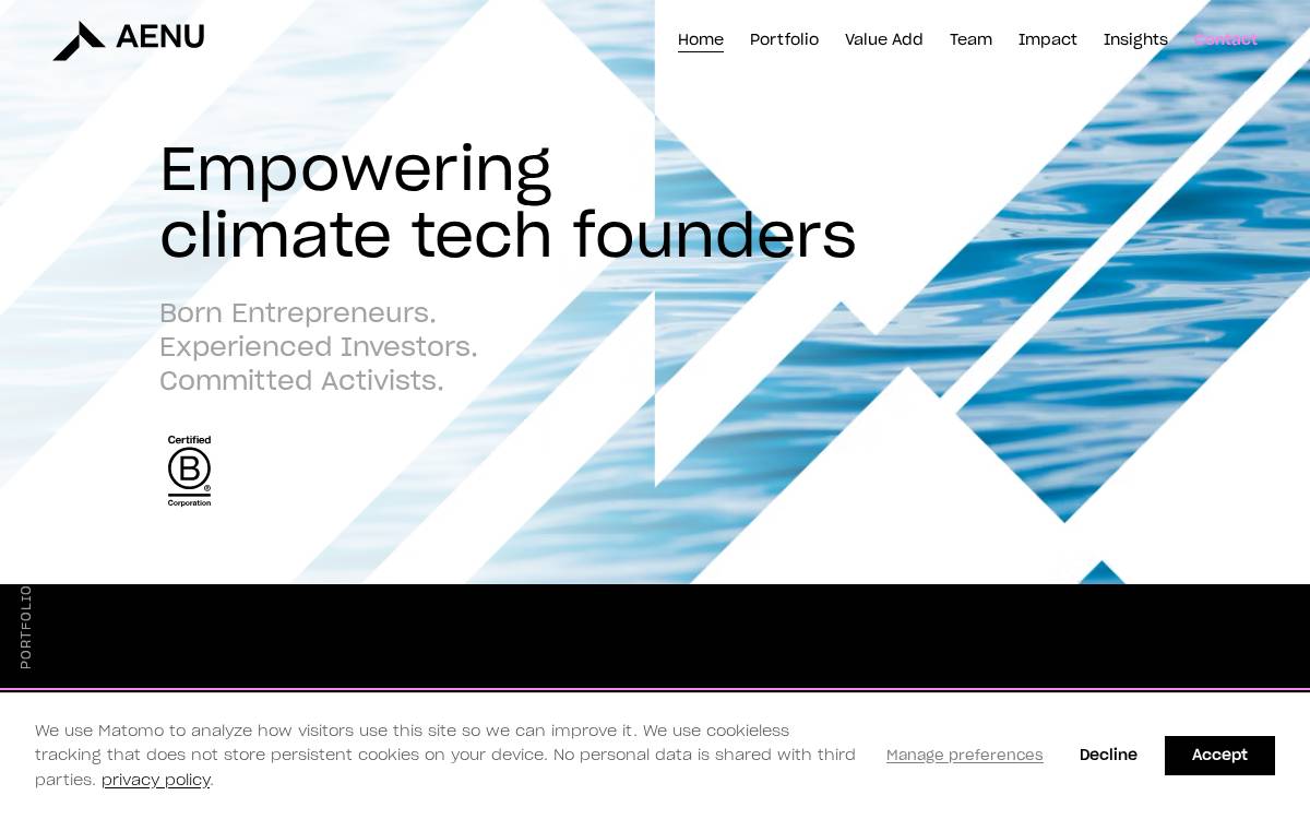 Aenu website preview