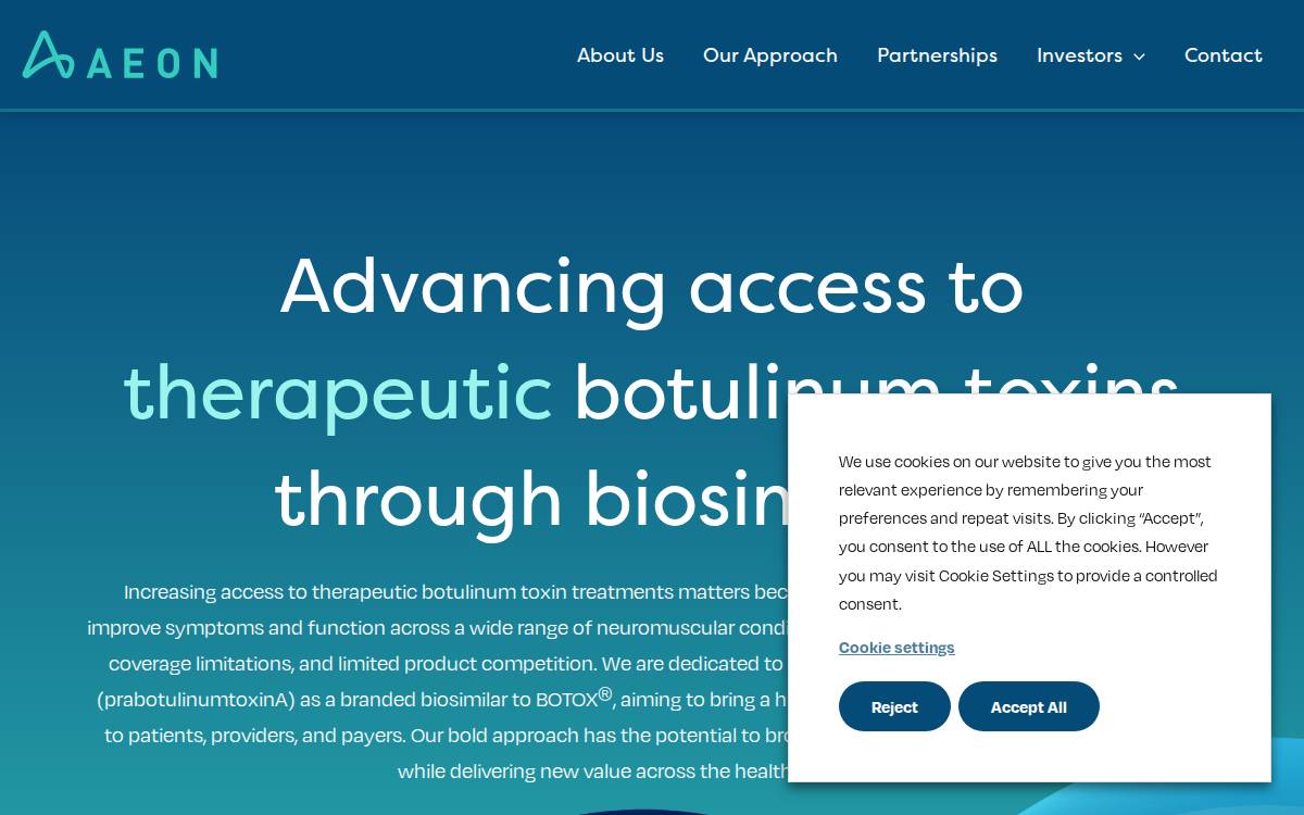 Aeonbiopharma website preview